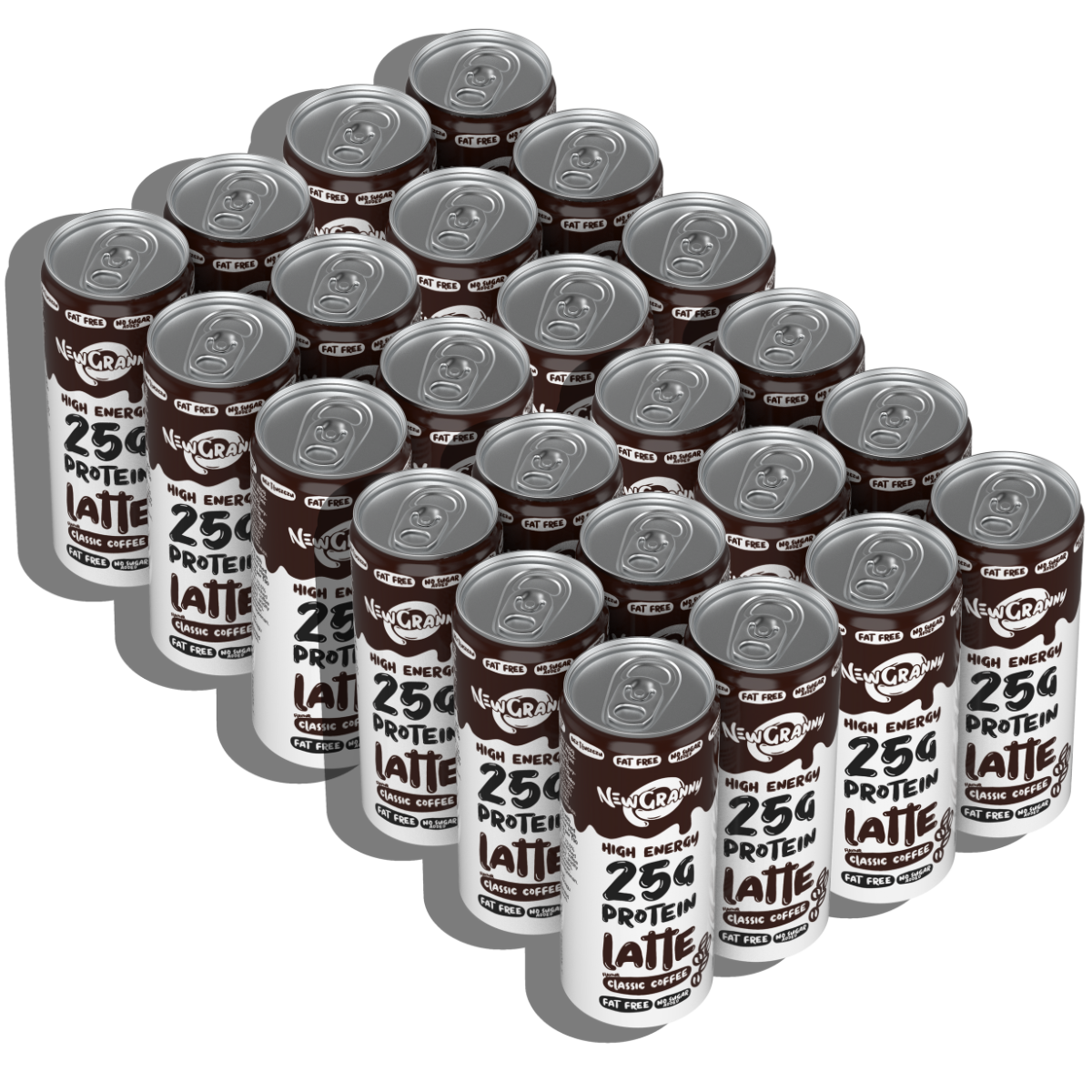 Karton 24 puszki × NewGranny Protein Latte – dla biura, klubu fitness lub sklepu