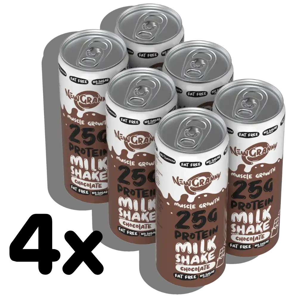 Karton 24 puszek × NewGranny Protein MilkShake Chocolate - dla domu, firmy lub siłowni