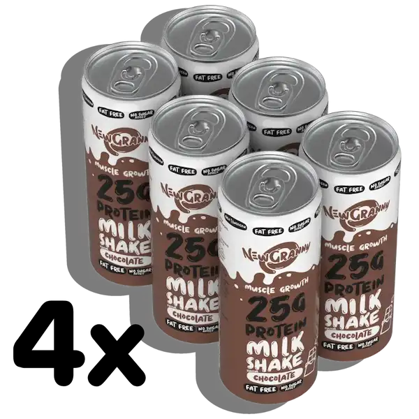 Karton 24 puszki × NewGranny Protein MilkShake Chocolate - dla domu, firmy lub siłowni