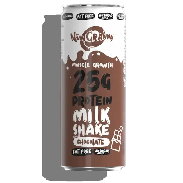 Karton 24 puszki × NewGranny Protein MilkShake Chocolate - dla domu, firmy lub siłowni